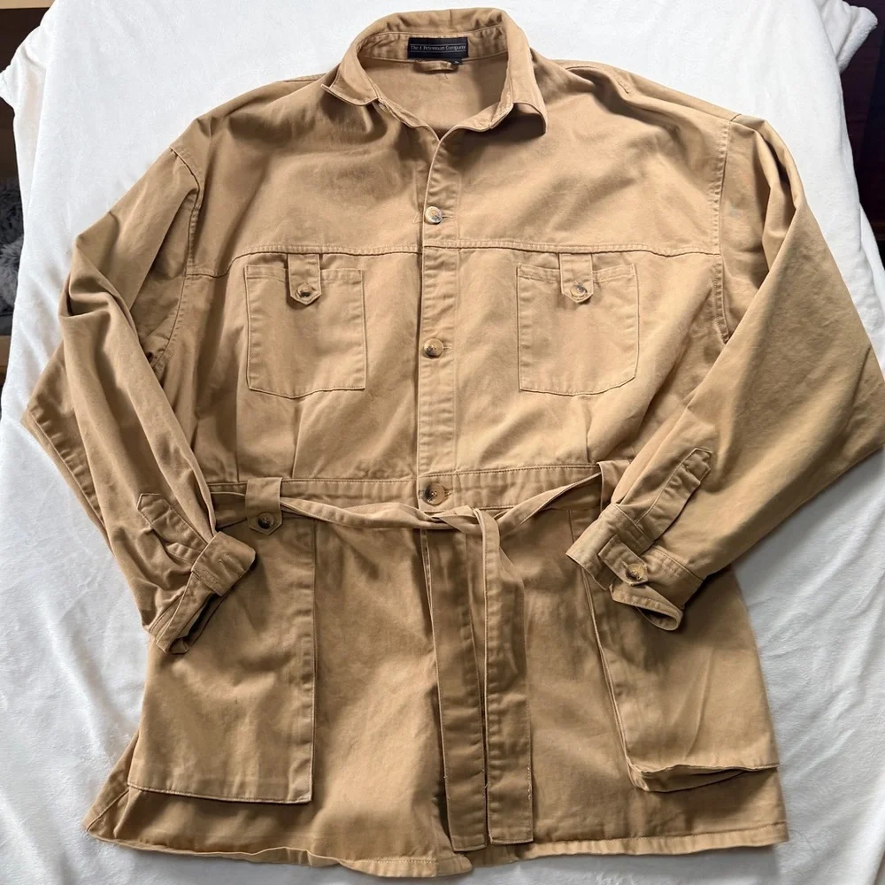 J. Peterman Safari Utility Field Travel Khaki Coat